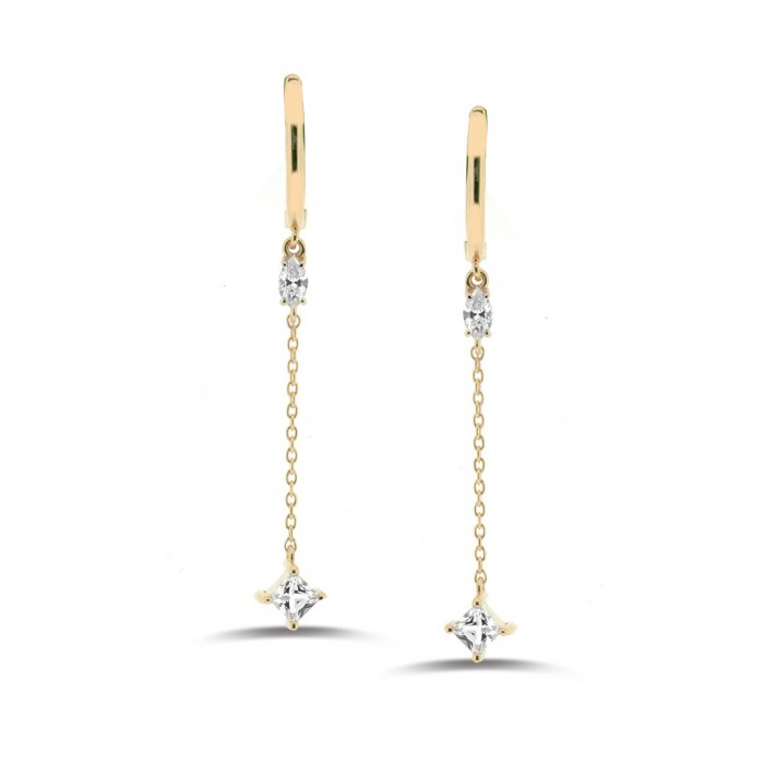 AMORE Chain Dangle Marquise Diamond Earrings 0.34ct