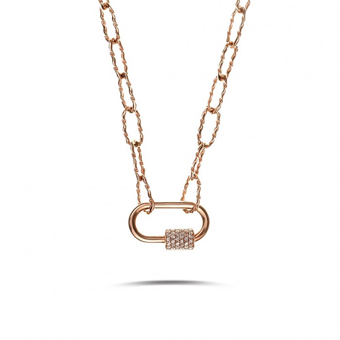 AMORE Lock Knit Chain Diamond Necklace 0.47ct