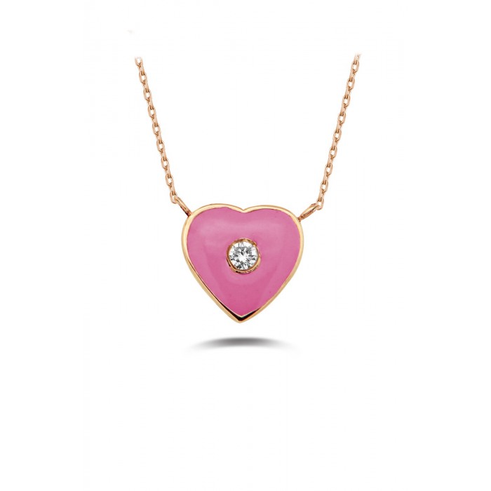 AMORE Pink Heart Diamond Necklace 0.02ct