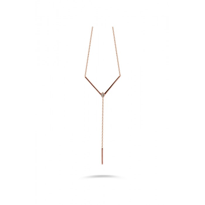 AMORE V Bagulette Rose Gold Necklace 0.03ct