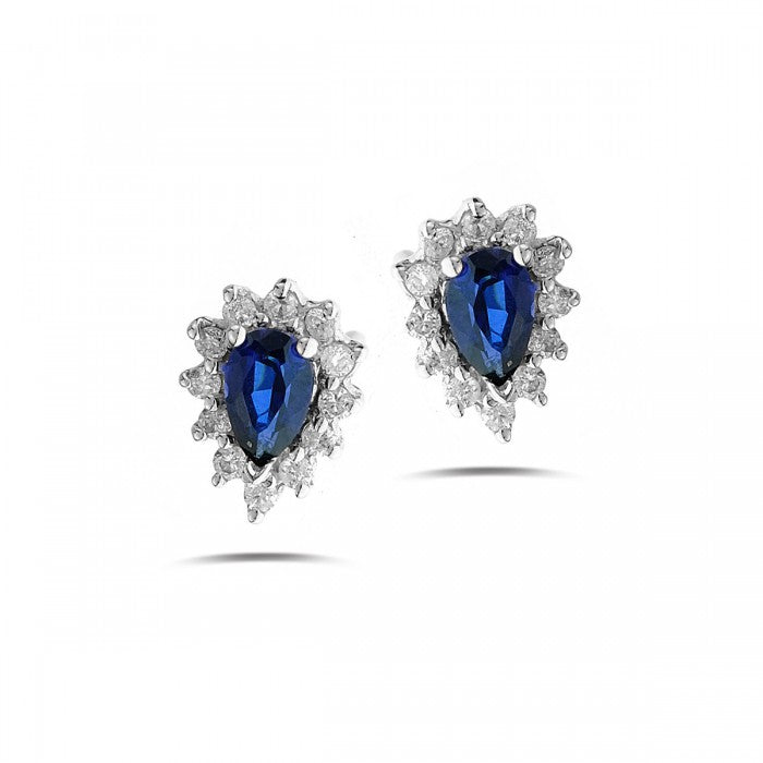 BRIT Sapphire Diamond Oval Earrings 0.30ct