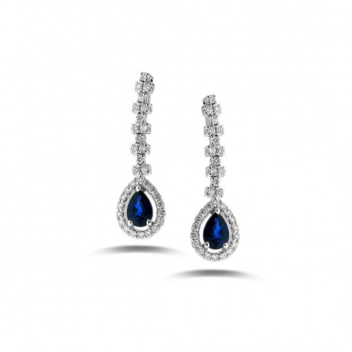 BRIT Diamond Sapphire Drop Earrings 0.60ct