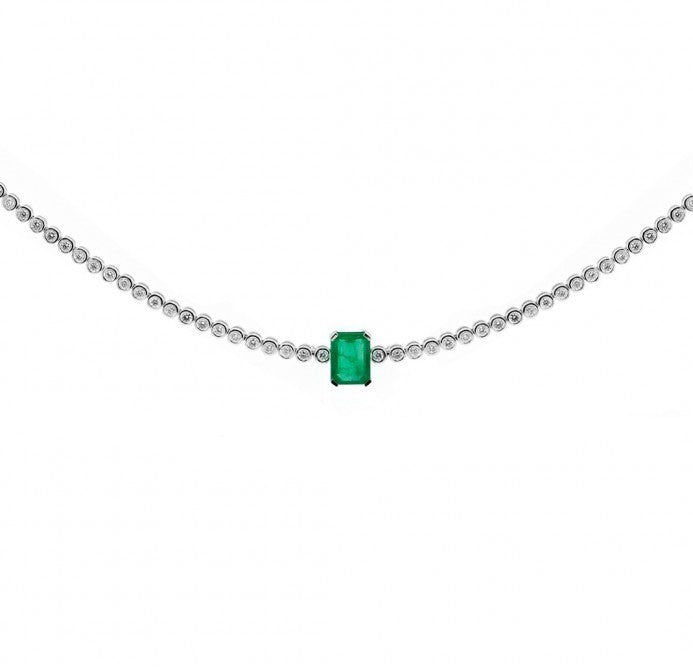 HOLLYWOOD F Color Emerald Diamond Tennis Choker