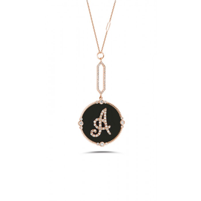 ID Initial A Ebony Diamond Necklace 0.50ct