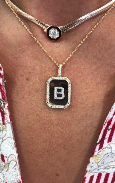 ID Initial B Baguette Diamond Necklace 0.50ct