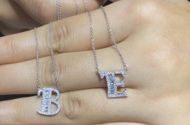 ID Initial B Baguette Diamond Necklace 0.29ct