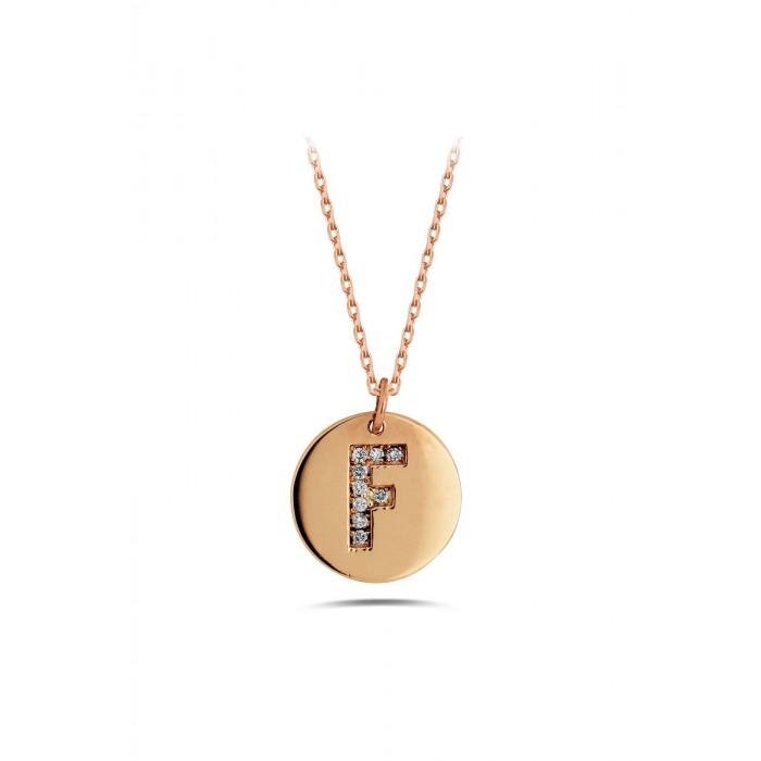 ID Initial F Round Diamond Necklace 0.07ct