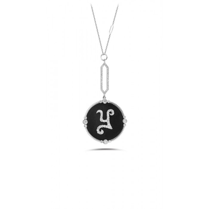 ID Initial Y Ebony Diamond Necklace 0.50ct