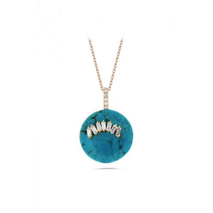 MYKONOS Turquoise Baguette Diamond Necklace 0.18ct